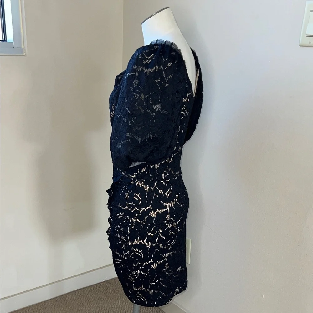 EUC Saylor Balloon Sleeve Black Lace Mini Dress Size Small - Picture 2 of 7